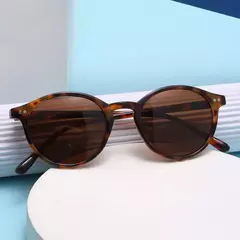 Imagem do Óculos de sol retro redondos polarizados para homens e mulheres, armação leopardo clássico, óculos de direção moda preta, masculino e feminino, UV400