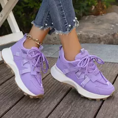 Novas mulheres tênis de malha respirável plataforma tênis feminino casual rendas até ao ar livre sapatos femininos baixo topo zapatos de mujer - comprar online