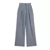 TRAF-Calça formal feminina, calça casual de perna larga, listrada, cinza, preta, cintura alta, terno largo, roupa de escritório