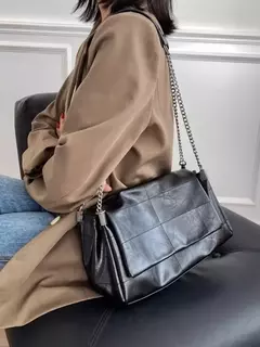 Sacos Commuter com Cadeia de Nicho para Mulheres, Bolsa Crossbody para Senhoras, Bolsa de Ombro, Grande Capacidade, Praça Cruz, PU, Moda - Wolf Magazine