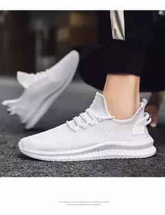 Tênis casual leve masculino, tênis esportivo de malha respirável, tênis atlético resistente a odores, slip-on com cadarços - Wolf Magazine