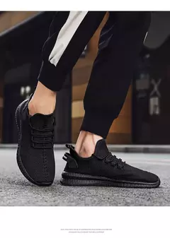 Tênis casual leve masculino, tênis esportivo de malha respirável, tênis atlético resistente a odores, slip-on com cadarços - comprar online