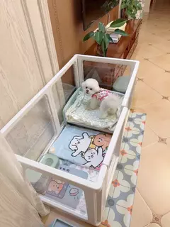 Interior diy pequeno cão de estimação cerca gaiola sistema com porta cerca do cão totalmente transparente acrílico filhote de cachorro casa livremente combinado gatinho quintal na internet