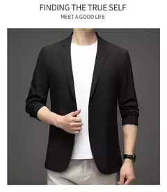 Blazer casual fino de seda gelo masculino, roupa masculina, manga comprida, tamanho grande, blazers sólidos finos, protetor solar, moda verão, primavera - Wolf Magazine