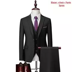 Terno monocromático de três peças masculino, vestido de noiva monocromático para noivo, colete e calça, marca de luxo, negócios formais, 14 cores, M-6XL na internet