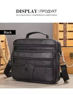 Bolsa de ombro de couro genuíno para homens Bolsa preta de couro, saco do mensageiro do escritório do negócio, saco crossbody masculino - comprar online