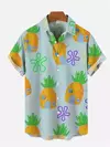 Camisa de praia de manga curta masculina, casaco de lapela confortável, top estampado, tamanho grande, solta, verão, novo, 2024