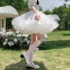 Anágua com babados multi-camadas para mulheres, saia bolha fofa, saia crinolina, sem aro, sem desossada Lolita Puffy Mini Skirt na internet