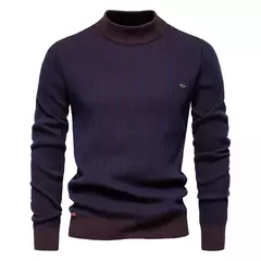 AIOPESON-pulôver de algodão com decote simulado masculino, suéter descascado quente masculino, novo design, outono e inverno - comprar online