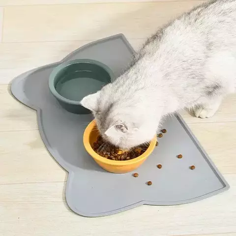 Tapete de alimentação para cães e gatos, tapete de silicone para comida de gato, antiderrapante, à prova d'água, lavável, à prova de derramamento, suprimentos para animais de estimação
