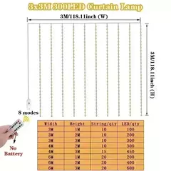LED USB Curtain String Fairy Lights, Guirlanda de Natal, Remoto para Festa, Jardim, Casa, Decoração de Casamento, Ano Novo, 8 Modos, 6 m, 3m, 2025 na internet