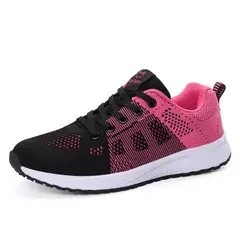 Sapatos de corrida leves e respiráveis para mulheres, calçados esportivos antiderrapantes, ao ar livre, macios, com cordões, moda, tênis
