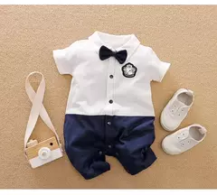 Bodysuit de algodão confortável para meninos e meninas, manga curta, bonito vestido de festa, roupas de bebê, verão, 0-18m - loja online