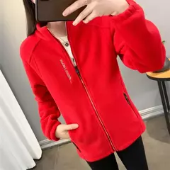 Casaco de gola polar reversível feminino, moletom casual, casaco com zíper solto, moletom de manga longa, moletom de inverno - loja online