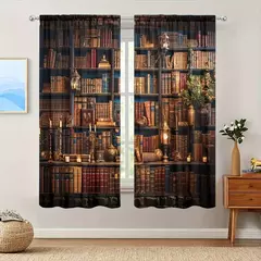 Imagem do Idade Média Cortina impressa para Home Decor, tratamento janela de bolso, quarto, escritório, cozinha, sala de estar, haste, 2pcs