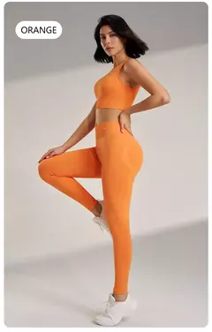 Conjunto de roupas de yoga feminino cintura alta leggings e topo duas peças sem costura roupas de exercício de fitness roupa interior de treino de fitness