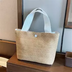 Imagem do Fsafashion-bolsa de tecido palha para mulheres, bolsa casual para férias, bolsas com alça superior, bolsas de ombro retrô artesanais, moda feminina, 2024