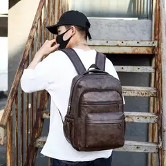 Mochila de carregamento USB de couro PU para homens, mochilas grandes para laptop, mochila masculina para adolescentes, meninos, alta qualidade na internet