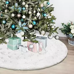 Saia de árvore de natal 48/78/90/122cm, presente de natal, saia de árvore de pele sintética branca para festa de feriado, cerimônia, decorações de árvore de natal - loja online