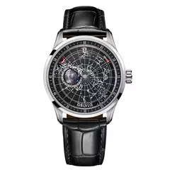 Oblvlo-relógio mecânico automático masculino, relógio impermeável, pulseira de couro, estrela de terra luminosa, prenda casual, moda simples, GC - comprar online