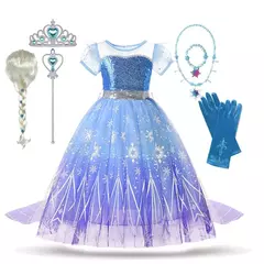 Elsa menina vestidos princesa traje crianças lantejoulas fantasia crianças cosplay rainha roupas halloween carnaval vestidos de festa - comprar online