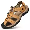 Sapatos masculinos casuais de couro genuíno, sandálias masculinas ao ar livre, sapatos romanos de praia, plus size 38-48, verão