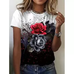 Camiseta explosiva estampada em girassol 3D para mulheres, gola redonda, fosca, flor, moda, novo produto, 2024 - Wolf Magazine
