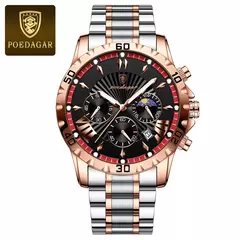 POEDAGAR-Relógio Quartzo de Luxo Masculino, Aço Inoxidável, Alta Qualidade, Impermeável, Luminoso, Cronógrafo, Data, Homem na internet