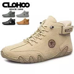 CLOHOO-Sapatos masculinos casuais de couro, tênis ao ar livre, sapatos confortáveis, botas masculinas de luxo, nova moda, 2024 - comprar online