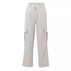 Calça de perna larga feminina, bolso com aba de rua, detalhes da fivela lateral, calças paraquedas hip hop, moda Y2K - loja online