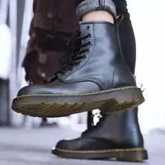 Botas de couro genuíno clássico de seis furos para homens e mulheres, bota curta, bota de equitação ao ar livre, estilo britânico, moda, tamanho 35-48 - Wolf Magazine