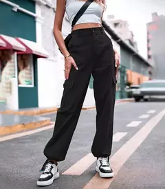 Imagem do Calças cargo de algodão de cintura alta feminina, calça casual, perna larga, carga, verão, novo, 2023