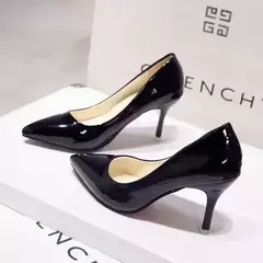 Bombas de salto alto para mulheres, couro envernizado, dedo apontado sexy, salto fino, sapatos de casamento, moda feminina, cor sólida, novo, tamanho 44 na internet