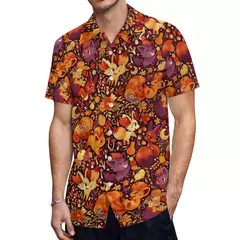 Camiseta havaiana masculina de manga curta, estampa de ovelha 3D, roupas de praia soltas, camisas grandes, verão