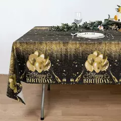 Toalha de mesa descartável para festa de aniversário, capa de mesa para homens e mulheres, ouro rosa, preto, dourado, velho, material de festa - comprar online