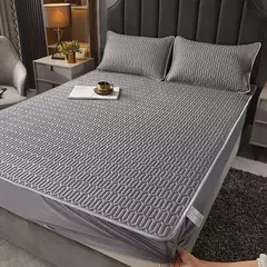 Tapetes de cama de látex natural, sensação fresca respirável, acolchoado suave, seda de gelo cabido lençol e fronhas, verão - comprar online