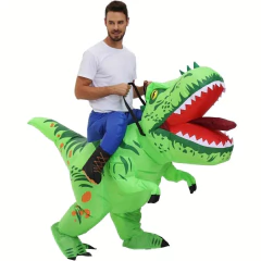 1 pçs halloween adultos inflável t-rex dinossauro traje terno cosplay engraçado ar blow-up ternos carnaval festa temática de natal
