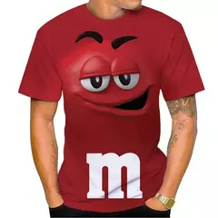 Imagem do M & m's-Feijão Chocolate Masculino e Feminino T-shirt Estampada em 3D, Casual, Gola Redonda, Manga Curta, Engraçado, Camiseta Infantil, Tops Fofos