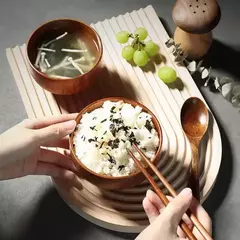 Tigelas De Madeira Japonesas para Crianças e Bebê, Pequenas Tigelas De Sopa Sólida, Madeira De Jujuba, Tigelas De Salada, Louça Doméstica Retro - Wolf Magazine