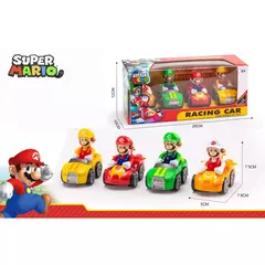 Original super mario karting modelo brinquedos mario bros 4 pçs/set anime figura de ação slide carro ornamentos crianças presentes aniversário na internet