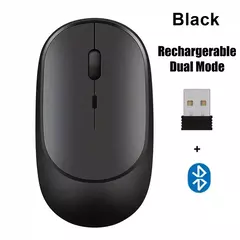 Mouse Sem Fio Recarregável Gamer, Modos Duplos, Compatível com Bluetooth, 2.4G, USB, Mute Mice para Laptop, Pad, Tablet, Macbook