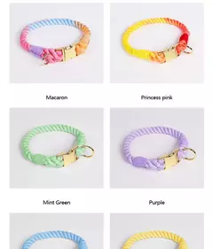 Imagem do Coleira de cachorro arco-íris para animais de estimação, coleira para treinamento de caminhada com fivela de metal para cinto grande, médio e pequeno, coleira de algodão para cães
