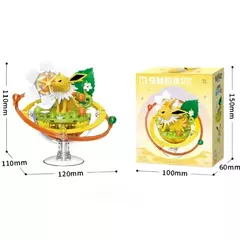 Novo keeppley original pokemon diy blocos de construção brinquedos dos desenhos animados eevee família planeta série montagem modelo ornamentos brinquedo crianças presente