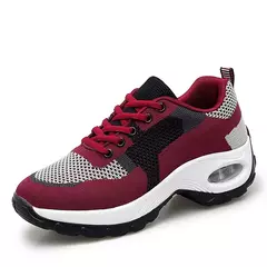 Mulher vulcanize tênis mulher moda altura-aumentando sapatos casuais respirável malha de fundo grosso plataforma feminina tenis sapatos na internet