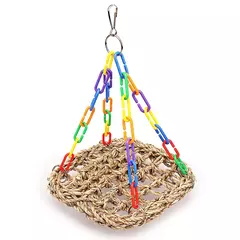 Imagem do Papagaio mastigar brinquedo corda de algodão pássaros brinquedo mordida ponte pássaro rasgando brinquedos calopsitas treinamento pendurar balanços pássaros gaiola suprimentos