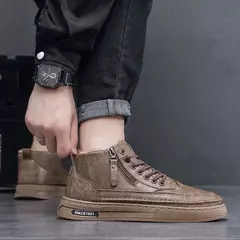 Botas de neve retrô de pelúcia antiderrapante masculina, sapatos quentes de algodão, moda clássica, confortável, esportes ao ar livre, casual, inverno, novo, 2024 - loja online