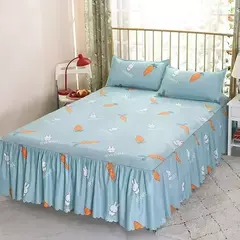 Conjunto de Colcha de Algodão com Bordado, Saia de Cama, Fronhas, Capa de Folha, Rei, Rainha, Duplo, 1.5 m, 1.8 m, 2m, 3 Peças por Conjunto - comprar online