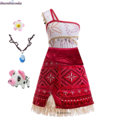 2025 menina moana vaiana traje crianças vestido de princesa verão praia conjunto cosplay roupas natal carnaval roupas de halloween - comprar online