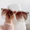 Moda oversized óculos de sol mulher marca designer quadrado do vintage óculos de sol feminino grande quadro gradiente tons de sol
