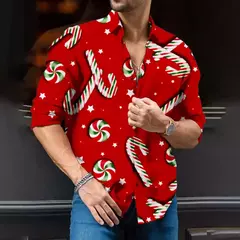 Camisa de árvore de Natal masculina, camisa clássica, manga longa, high-end, costura diária, estilo festa, moda, 2024 - comprar online